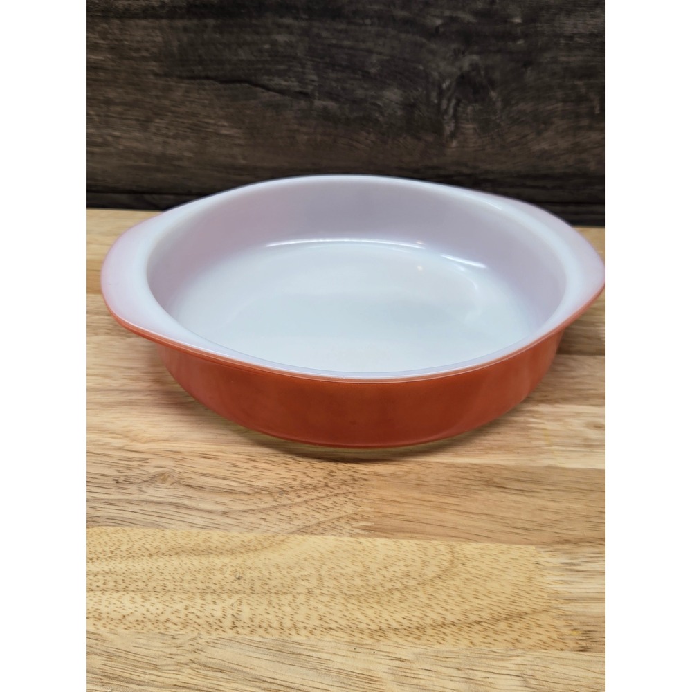 Vintage Pyrex 221 8 Inch Round Cake Pan pink Coral Milk Glass Ovenware Dish